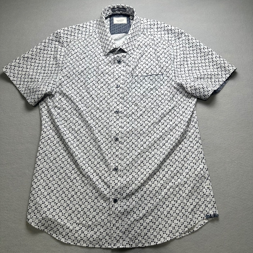 7 Diamonds Freedom Train Shirt Mens Medium White Black 4-Way Stretch Smk-7237 View 2